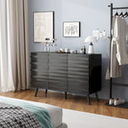 Mobile buffet nero con contenitore, credenza a 2 ante, montaggio per 1 persona