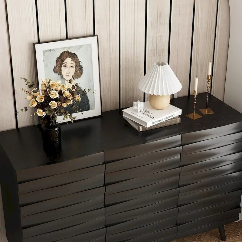 Mobile buffet nero con contenitore, credenza a 2 ante, montaggio per 1 persona