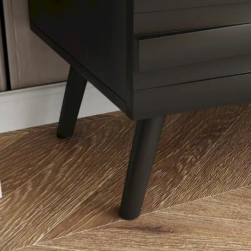 Mobile buffet nero con contenitore, credenza a 2 ante, montaggio per 1 persona