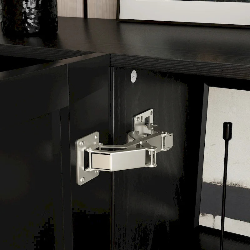Mobile buffet nero con contenitore, credenza a 2 ante, montaggio per 1 persona
