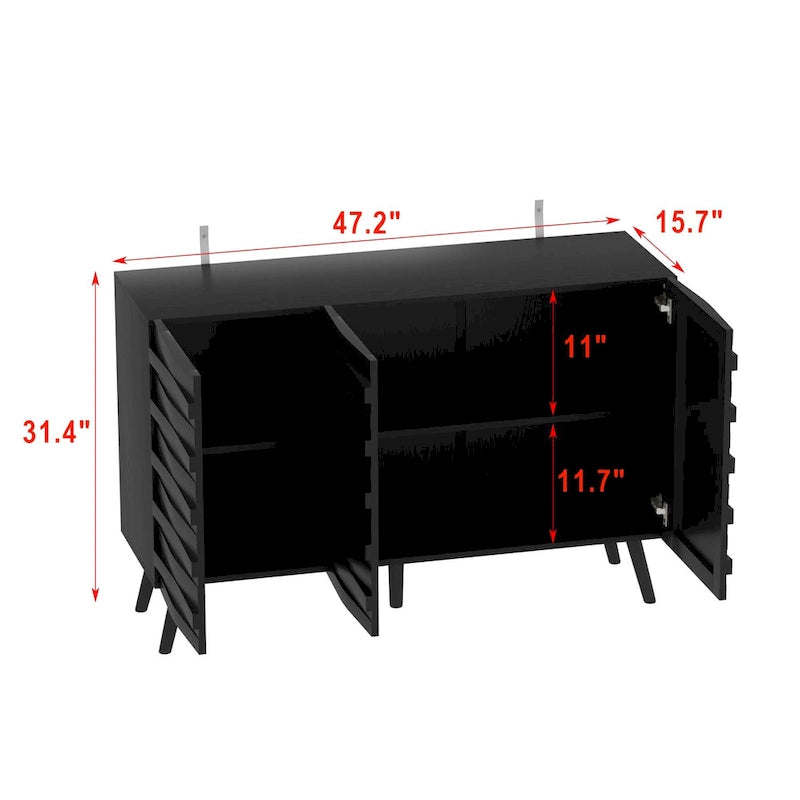 Mobile buffet nero con contenitore, credenza a 2 ante, montaggio per 1 persona