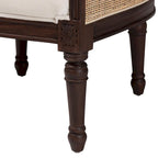 Poltrona Francese Tradizionale con Tessuto Beige e Legno Marrone Scuro, 1 Posto