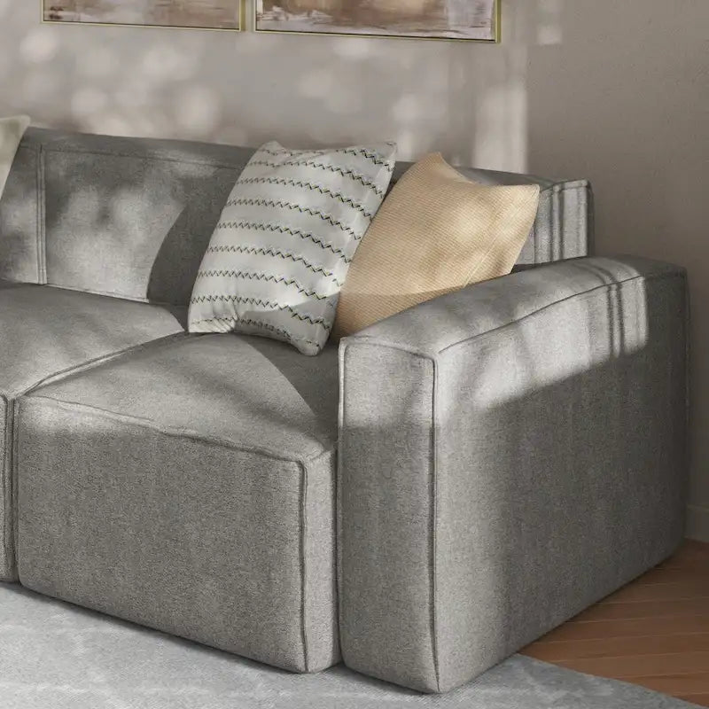 Poltrona modulare con bracciolo destro – Grigio / Crema / Grigio scuro, 1 posto
