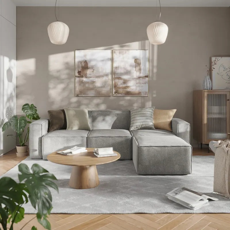 Poltrona modulare con bracciolo destro – Grigio / Crema / Grigio scuro, 1 posto