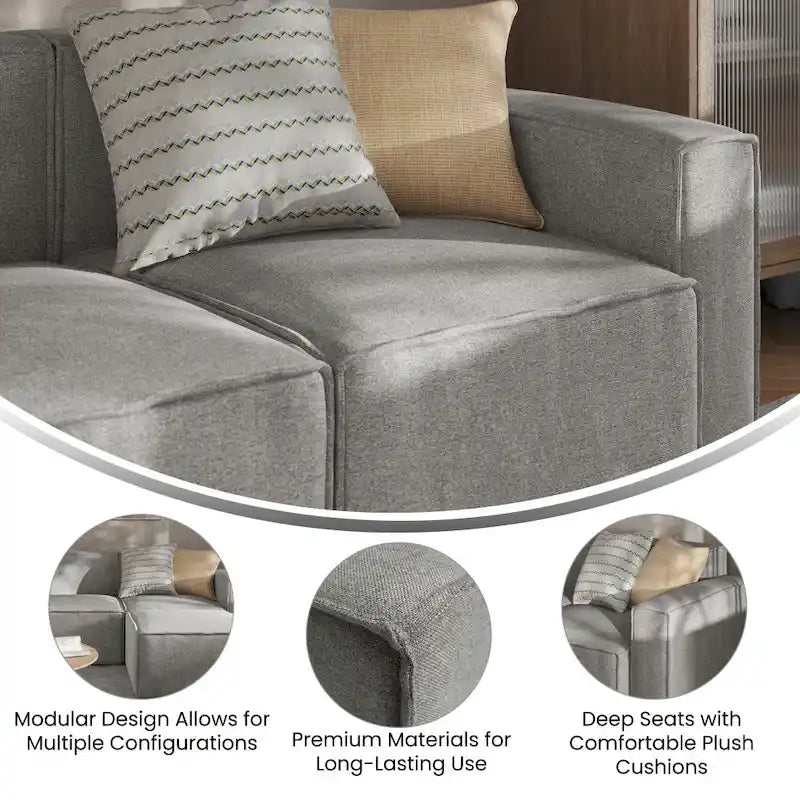 Poltrona modulare con bracciolo destro – Grigio / Crema / Grigio scuro, 1 posto