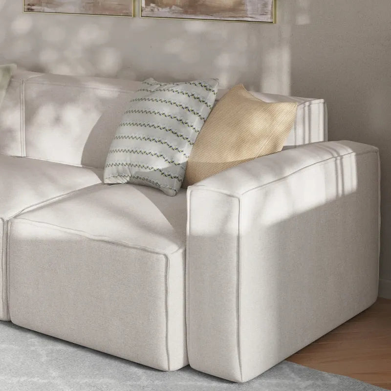 Poltrona modulare con bracciolo destro – Grigio / Crema / Grigio scuro, 1 posto