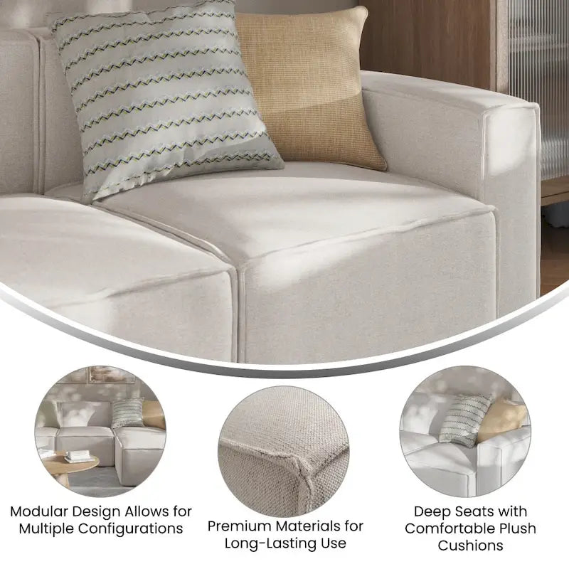 Poltrona modulare con bracciolo destro – Grigio / Crema / Grigio scuro, 1 posto