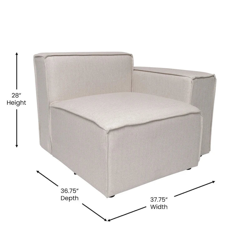 Poltrona modulare con bracciolo destro – Grigio / Crema / Grigio scuro, 1 posto