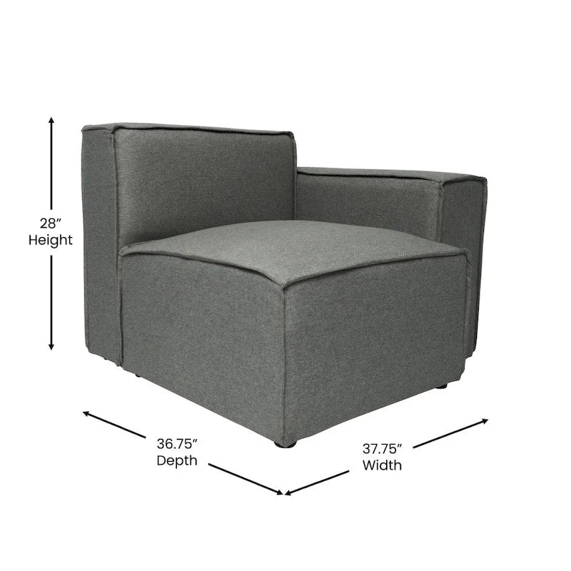 Poltrona modulare con bracciolo destro – Grigio / Crema / Grigio scuro, 1 posto