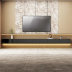 Mobile TV galleggiante a parete nero lucido con luci a LED
