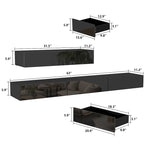 Mobile TV galleggiante a parete nero lucido con luci a LED