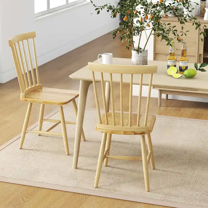 Sedia da pranzo senza braccioli Spindle Back nera/naturale