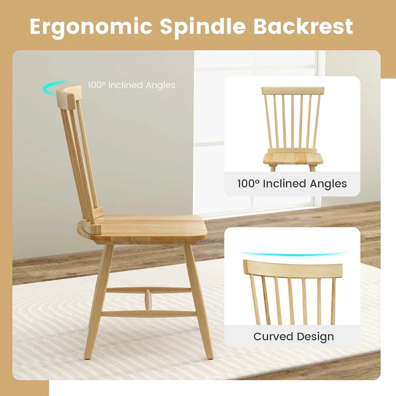 Sedia da pranzo senza braccioli Spindle Back nera/naturale