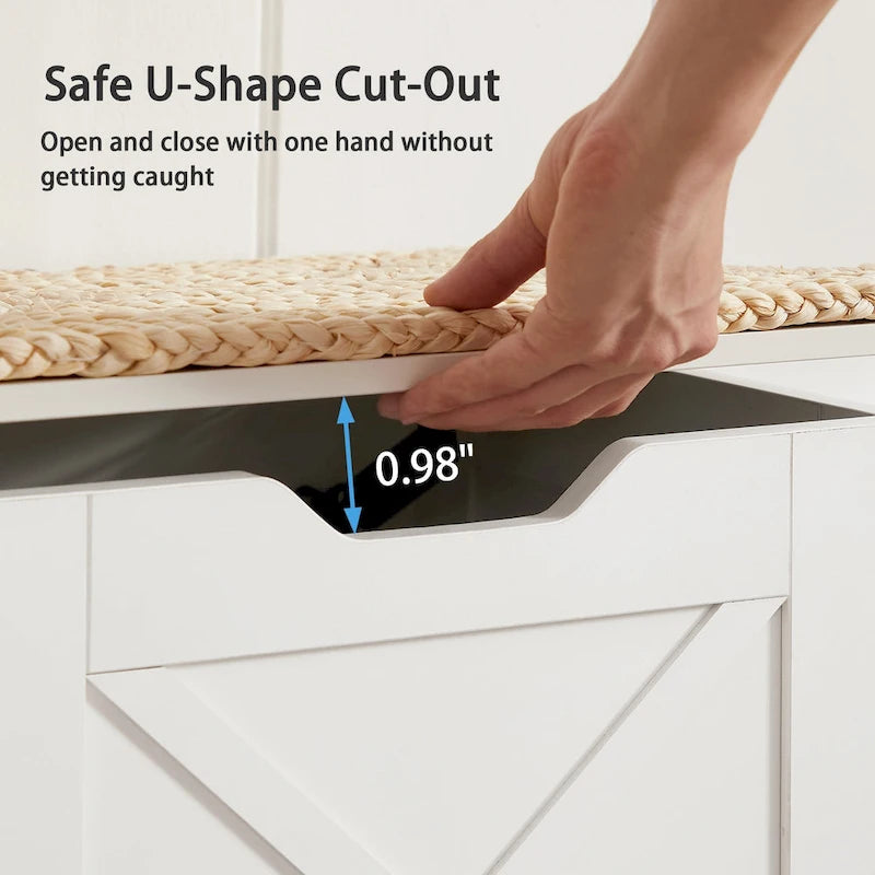 Panca Contenitore, Baule in Legno con Tappetino in Vimini Cerniere di Sicurezza, Panca Scarpa Contenitore Stile Industriale per Ingresso