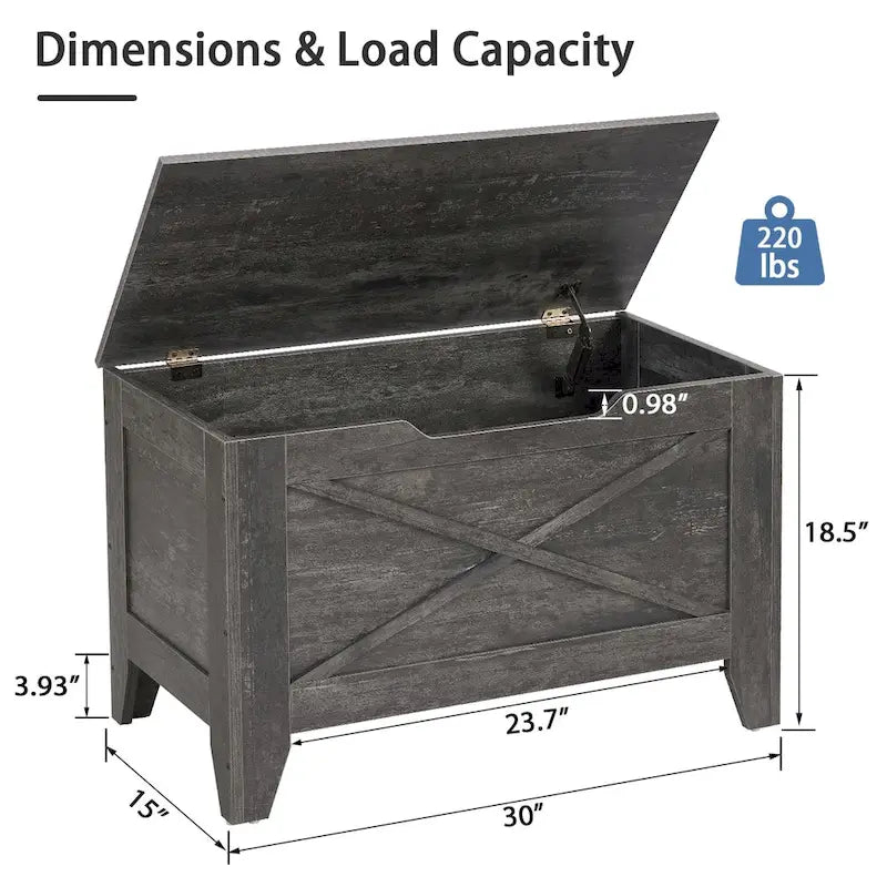 Panca Contenitore, Baule in Legno con Tappetino in Vimini Cerniere di Sicurezza, Panca Scarpa Contenitore Stile Industriale per Ingresso
