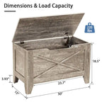 Panca Contenitore, Baule in Legno con Tappetino in Vimini Cerniere di Sicurezza, Panca Scarpa Contenitore Stile Industriale per Ingresso