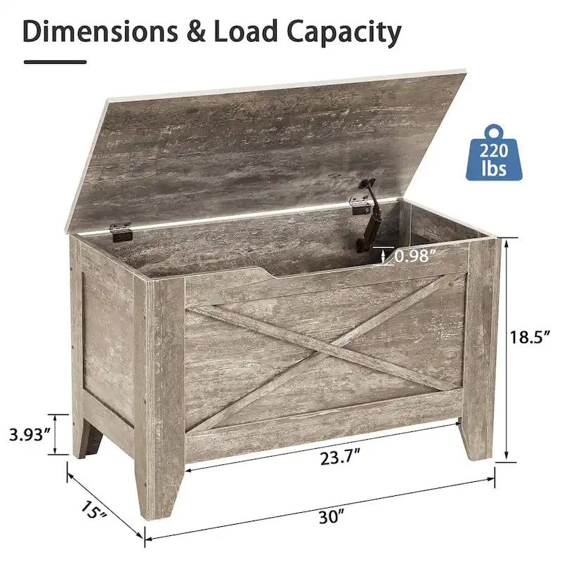 Panca Contenitore, Baule in Legno con Tappetino in Vimini Cerniere di Sicurezza, Panca Scarpa Contenitore Stile Industriale per Ingresso