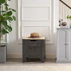 Panca Contenitore, Baule in Legno con Tappetino in Vimini Cerniere di Sicurezza, Panca Scarpa Contenitore Stile Industriale per Ingresso