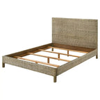 Letto a pannelli intrecciati in rattan King Size, grigio, 1 posto