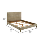 Letto a pannelli intrecciati in rattan King Size, grigio, 1 posto