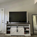 Mobile TV a slitta in stile rustico bianco, 172 cm, adatto per TV fino a 78"
