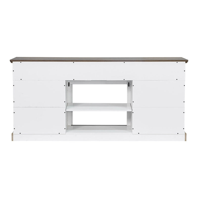 Mobile TV a slitta in stile rustico bianco, 172 cm, adatto per TV fino a 78"