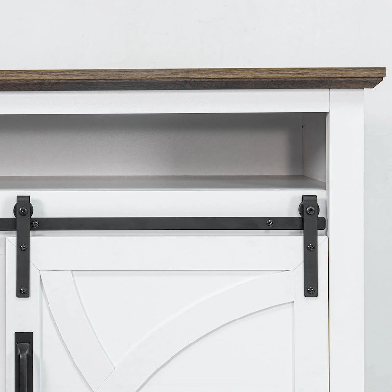 Mobile TV a slitta in stile rustico bianco, 172 cm, adatto per TV fino a 78"