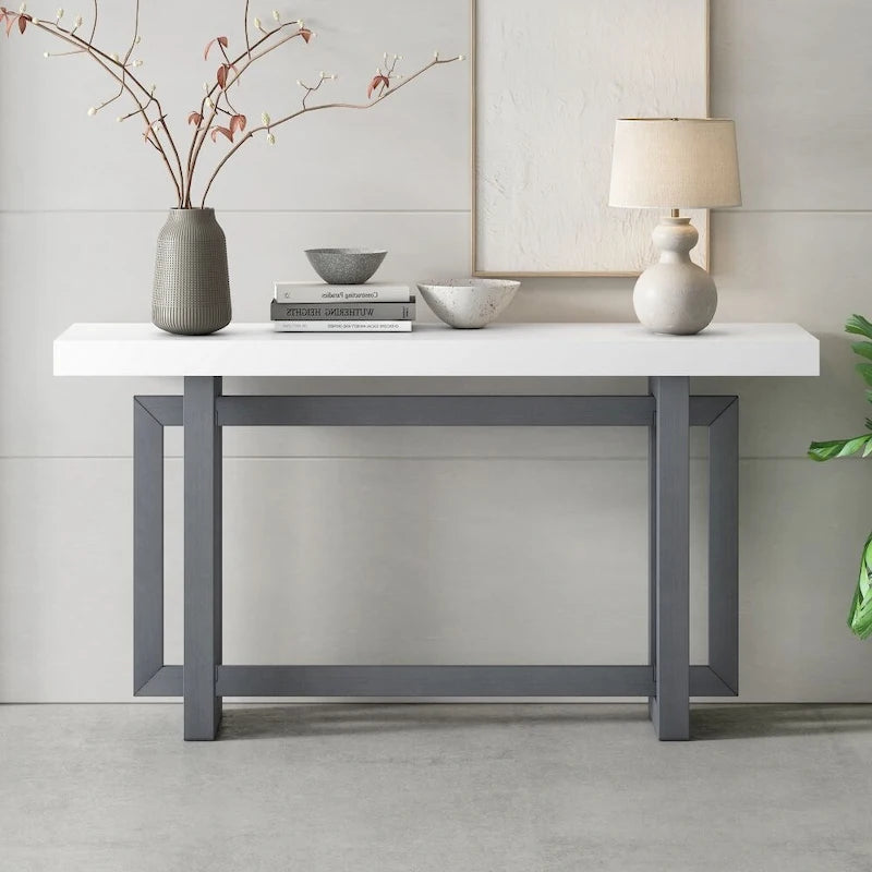 Consolle Minimalista con Piano Effetto Cemento – Grigio / Nero / Bianco / Blu Scuro