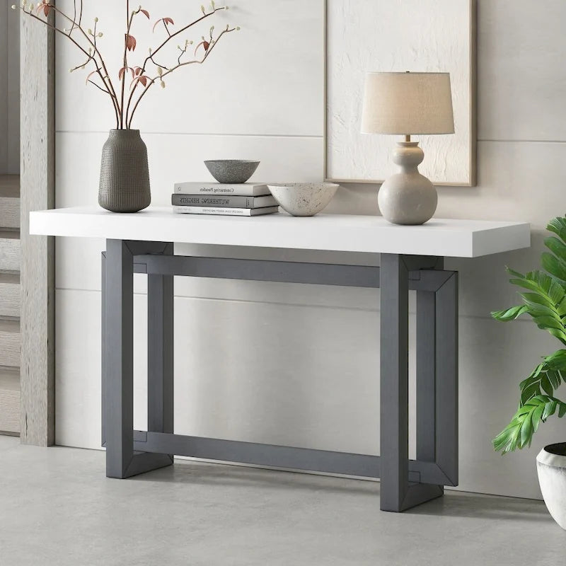 Consolle Minimalista con Piano Effetto Cemento – Grigio / Nero / Bianco / Blu Scuro