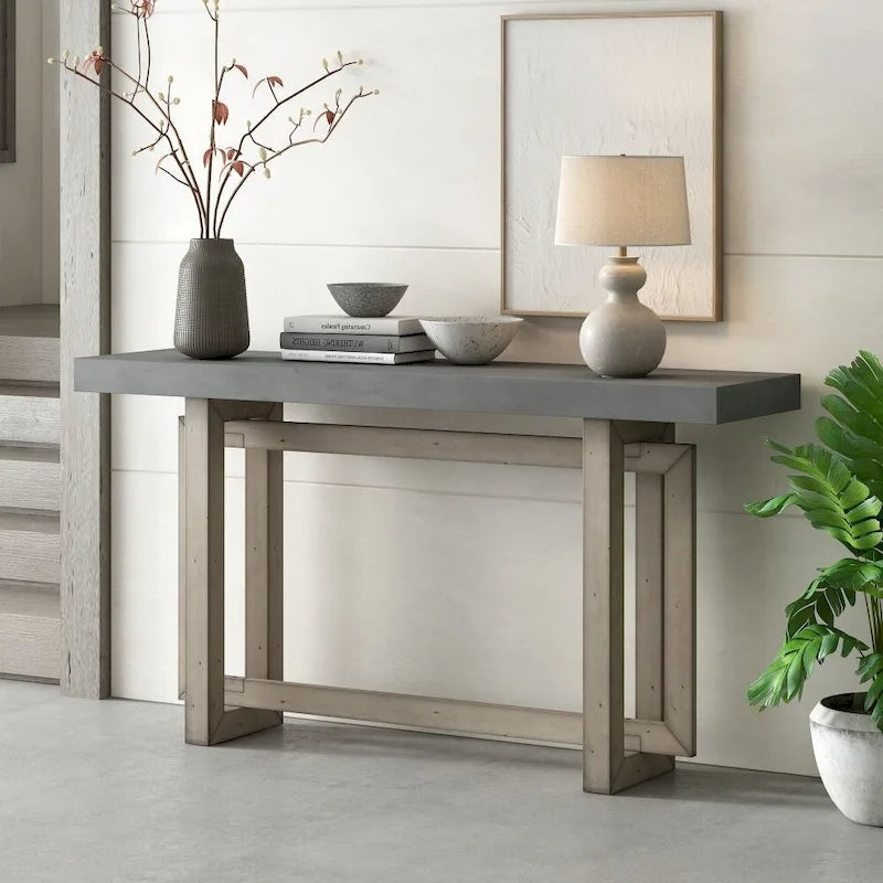 Consolle Minimalista con Piano Effetto Cemento – Grigio / Nero / Bianco / Blu Scuro