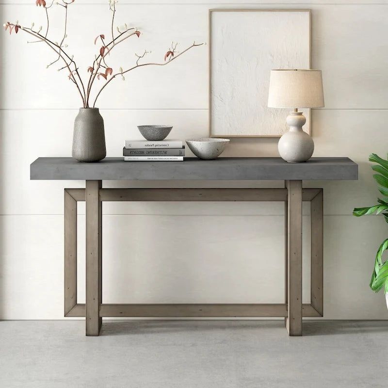 Consolle Minimalista con Piano Effetto Cemento – Grigio / Nero / Bianco / Blu Scuro