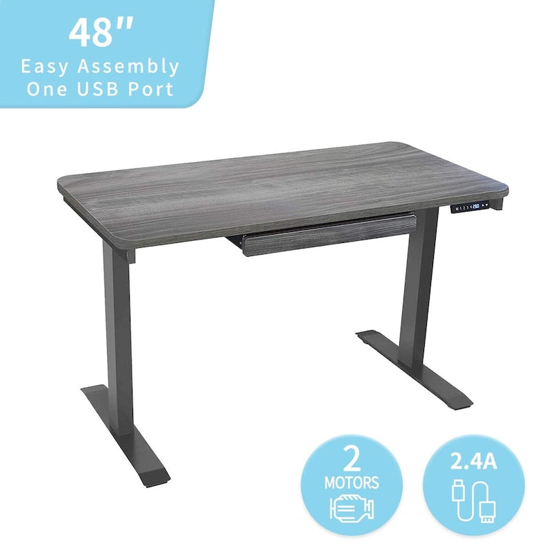 Scrivania elettrica 48 pollici, regolabile in altezza 28"-48", piano in MDF, 4 impostazioni di memoria