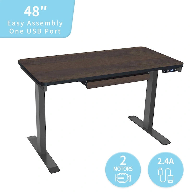 Scrivania elettrica 48 pollici, regolabile in altezza 28"-48", piano in MDF, 4 impostazioni di memoria