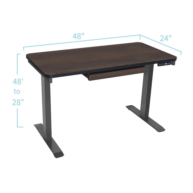Scrivania elettrica 48 pollici, regolabile in altezza 28"-48", piano in MDF, 4 impostazioni di memoria
