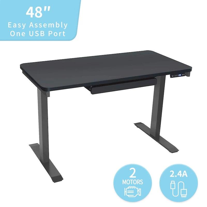Scrivania elettrica 48 pollici, regolabile in altezza 28"-48", piano in MDF, 4 impostazioni di memoria