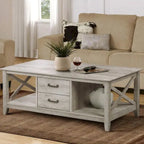 Saint Birch Honduras Washed Gray Coffee Table with 2-drawer