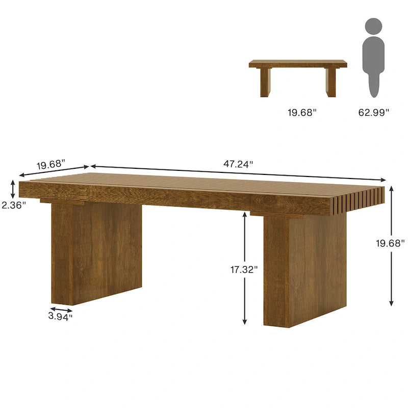 Tavolino rettangolare marrone con piano a doghe, 120 cm L, Posti a sedere 4-6, MDF
