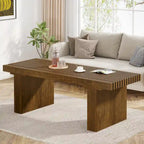 Tavolino rettangolare marrone con piano a doghe, 120 cm L, Posti a sedere 4-6, MDF