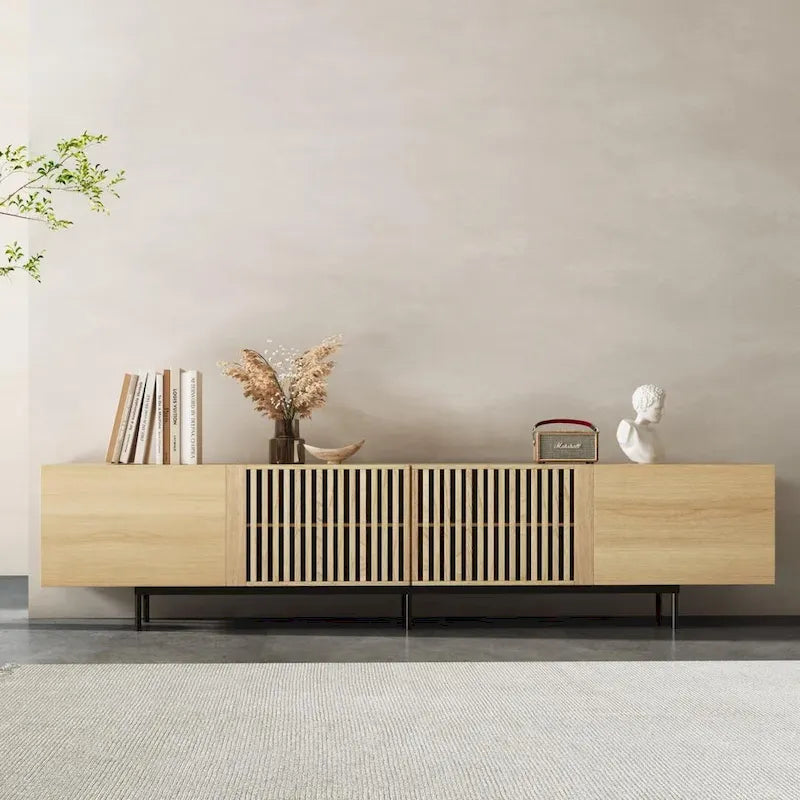 Mobile TV scandinavo naturale/noce, per TV fino a 80"