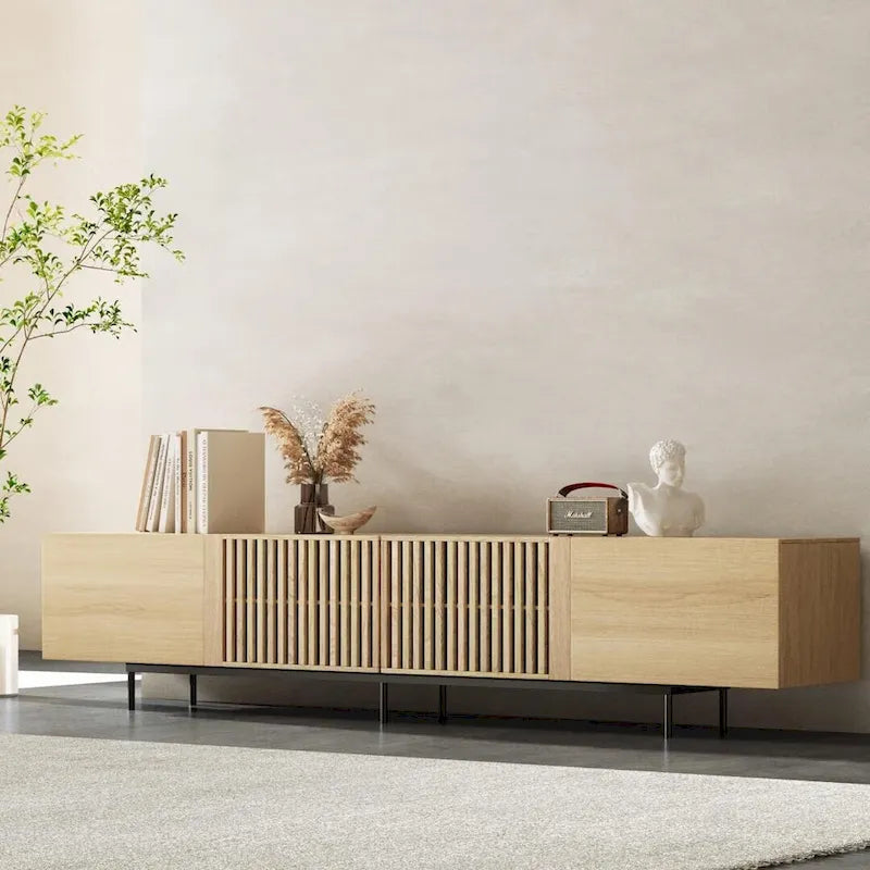 Mobile TV scandinavo naturale/noce, per TV fino a 80"