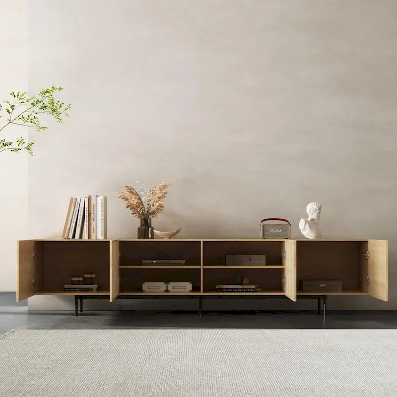 Mobile TV scandinavo naturale/noce, per TV fino a 80"