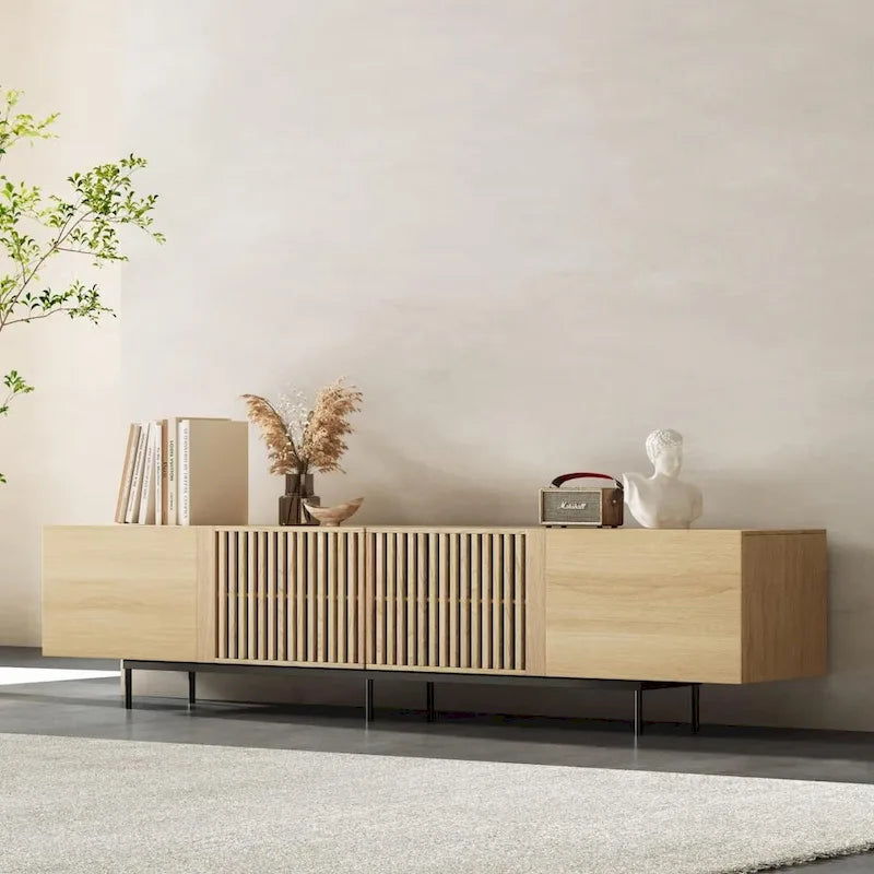 Mobile TV scandinavo naturale/noce, per TV fino a 80"