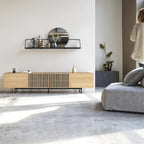 Mobile TV scandinavo naturale/noce, per TV fino a 80"