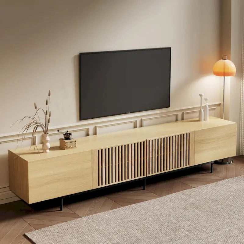 Mobile TV scandinavo naturale/noce, per TV fino a 80"