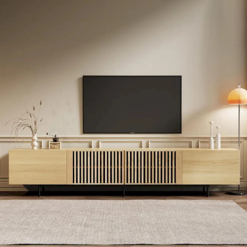 Mobile TV scandinavo naturale/noce, per TV fino a 80"