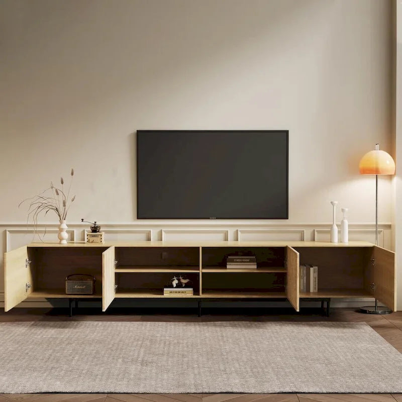 Mobile TV scandinavo naturale/noce, per TV fino a 80"