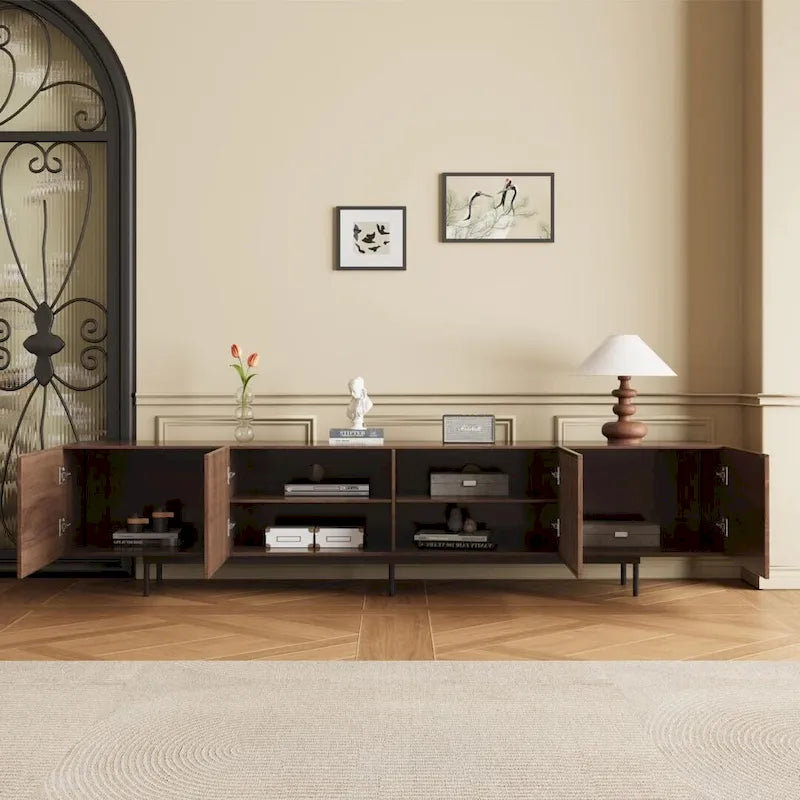 Mobile TV scandinavo naturale/noce, per TV fino a 80"