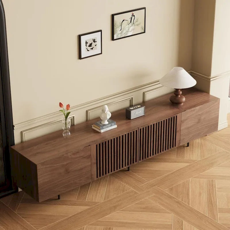 Mobile TV scandinavo naturale/noce, per TV fino a 80"