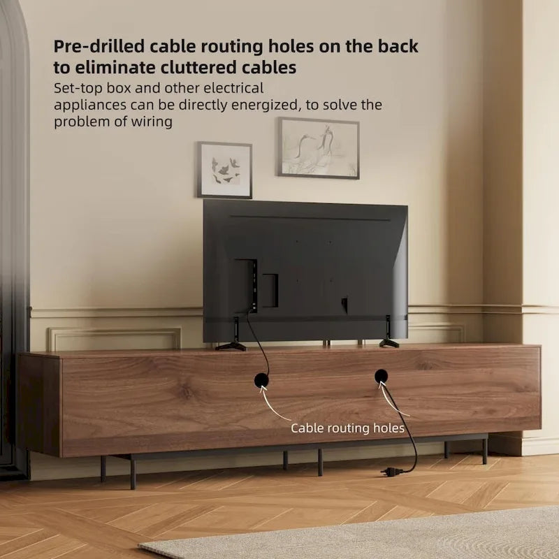 Mobile TV scandinavo naturale/noce, per TV fino a 80"