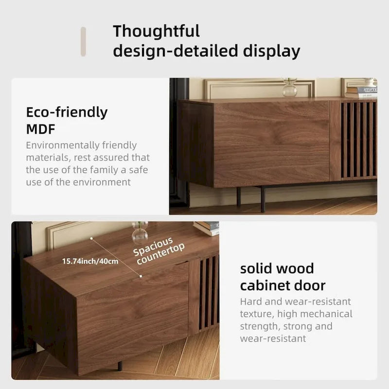 Mobile TV scandinavo naturale/noce, per TV fino a 80"